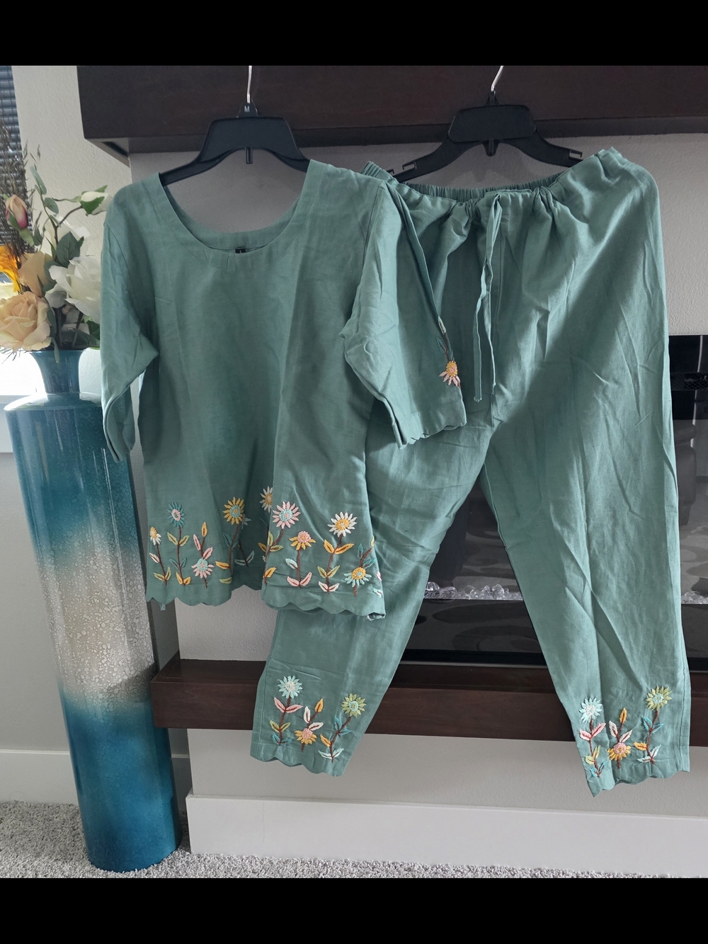 Classy Pastel  Floral Cotton  Embroidered Cord  Set Size L Brand New